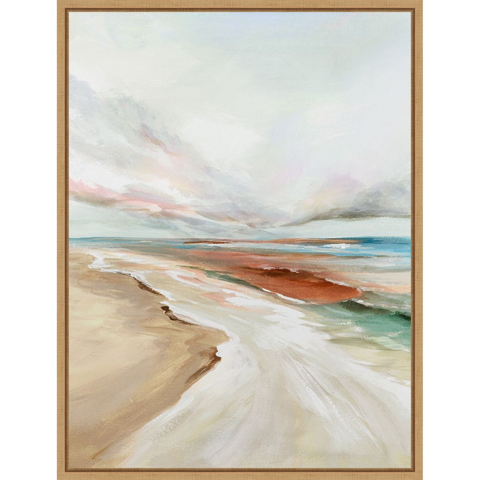 Serene Coastal Horizon By Ian C Framed Canvas Wall Art