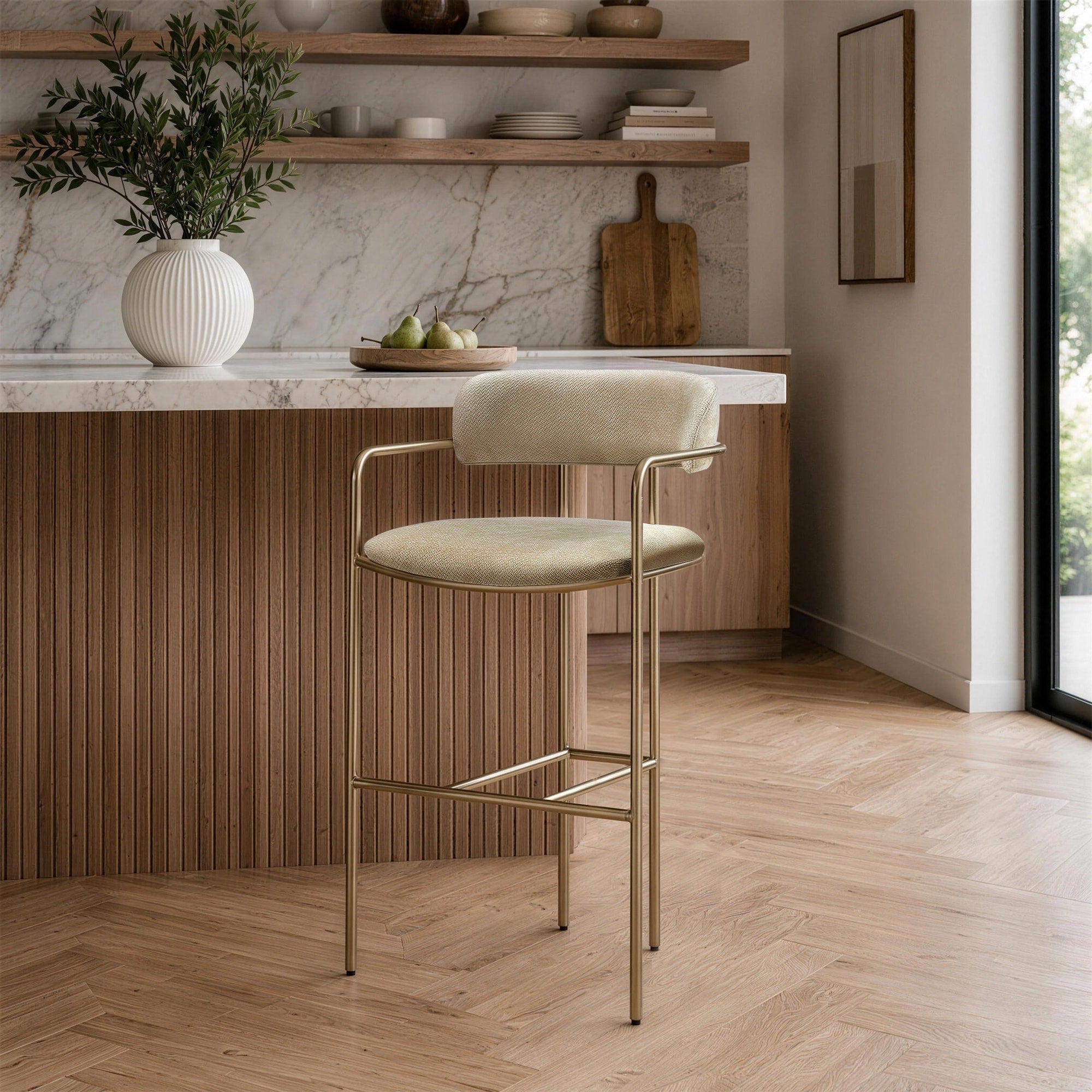 Serene Contemporary Metal Upholstered Counter Stool