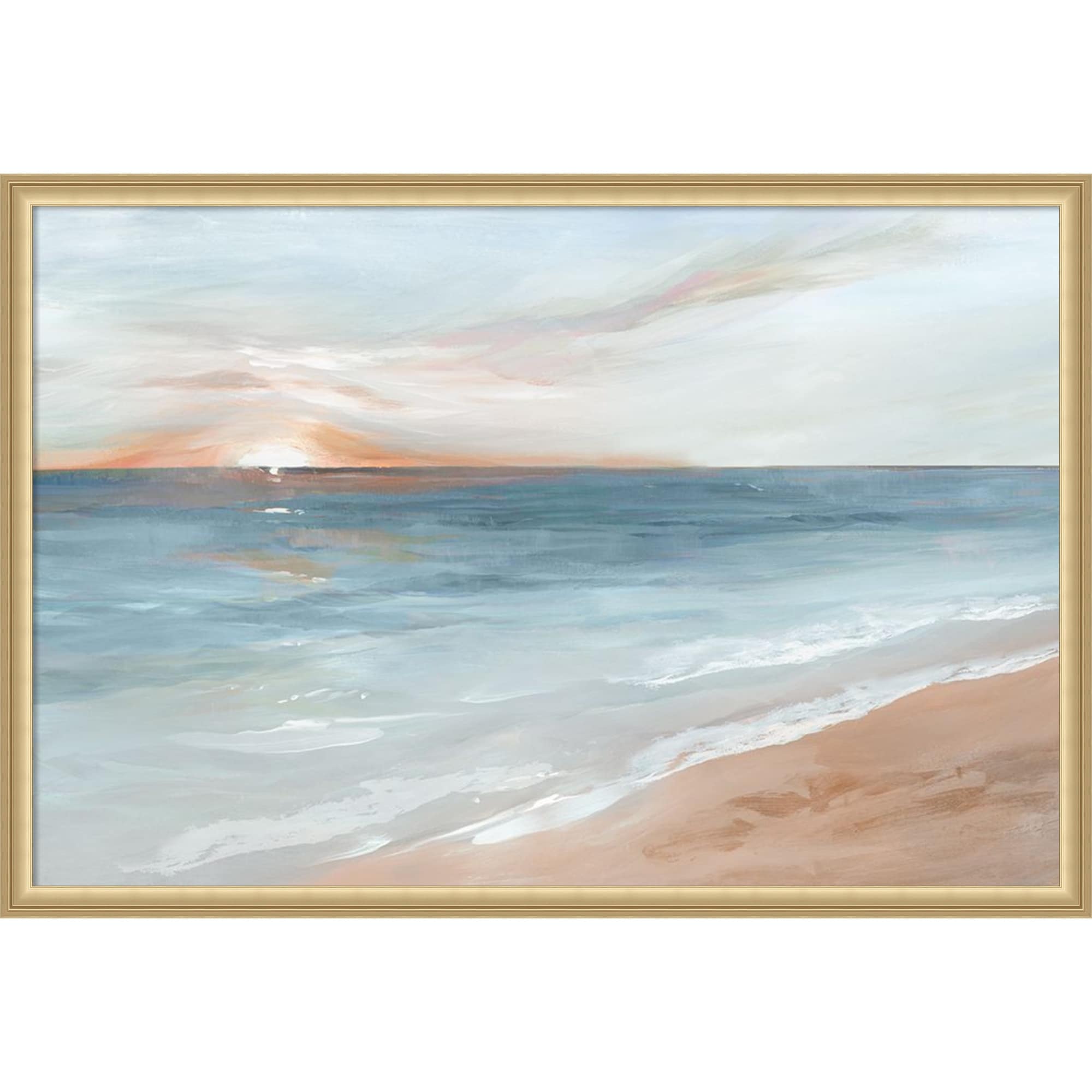 Serene Sunrise Over Calm Waters By Ian C Framed Mounted Canvas Wall Art Print