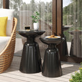 Serenita Outdoor Iron Side Tables With Flared Design Set Of 2 Black 11.68
