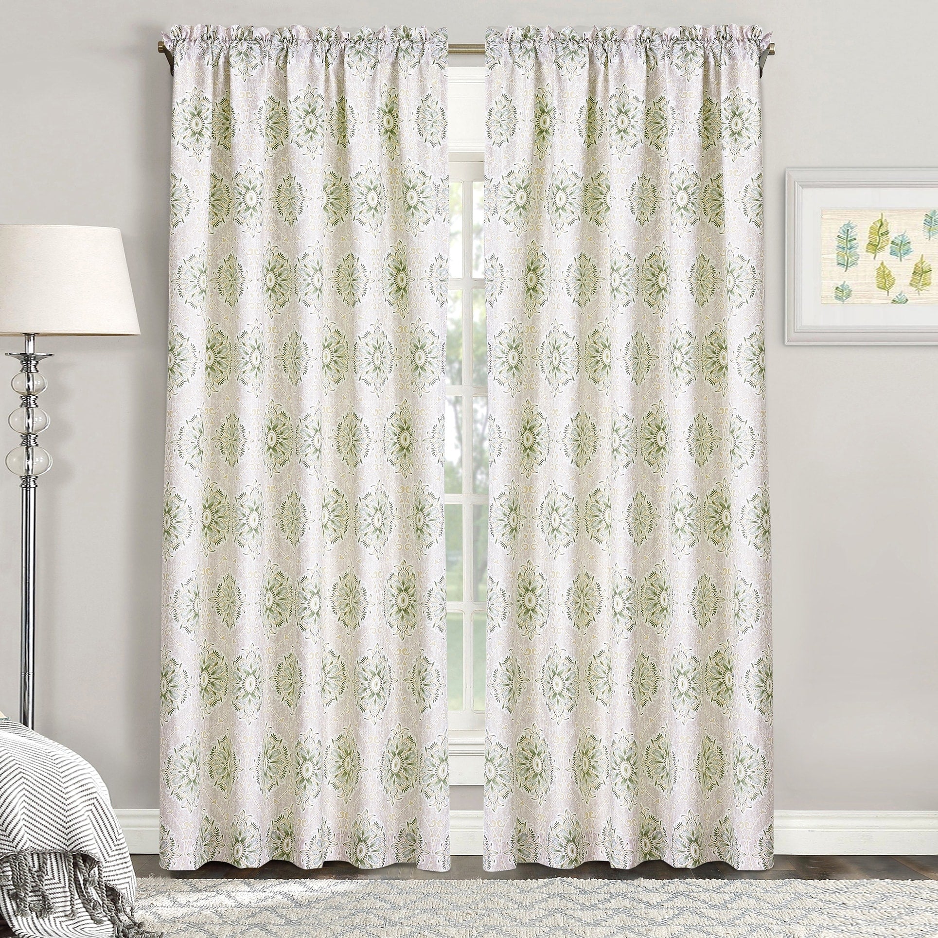 Serenta 2 Piece Printed Bloom Medallion Curtain Set 60 X 84 60 X 84