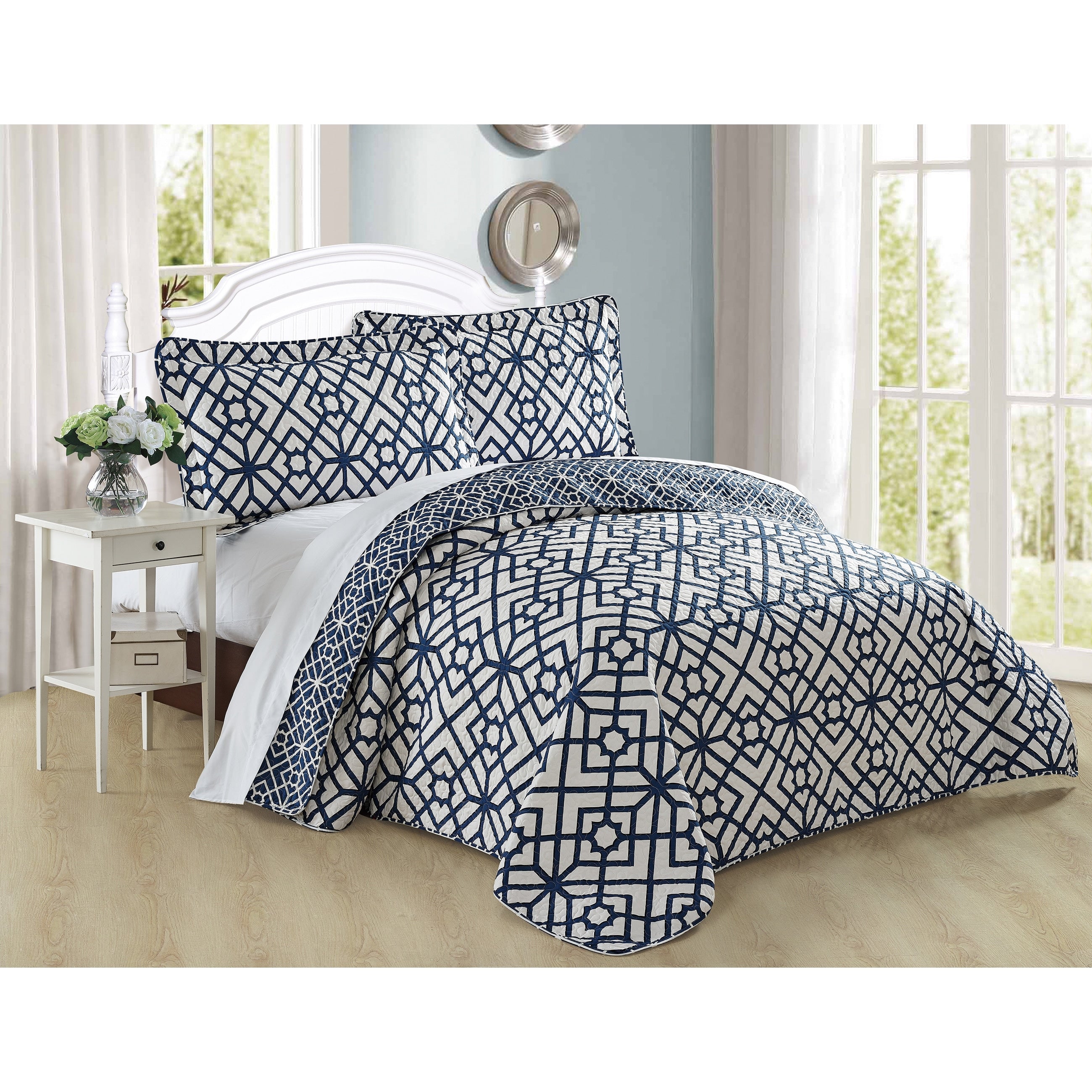 Serenta 3 Piece Printed Microfiber Quilts Coverlet Set King