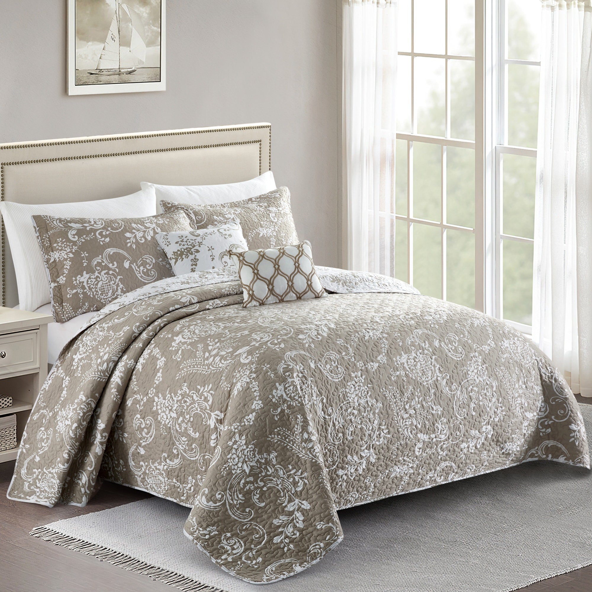 Serenta 5 Piece Printed Microfiber La Boheme Quilt Set