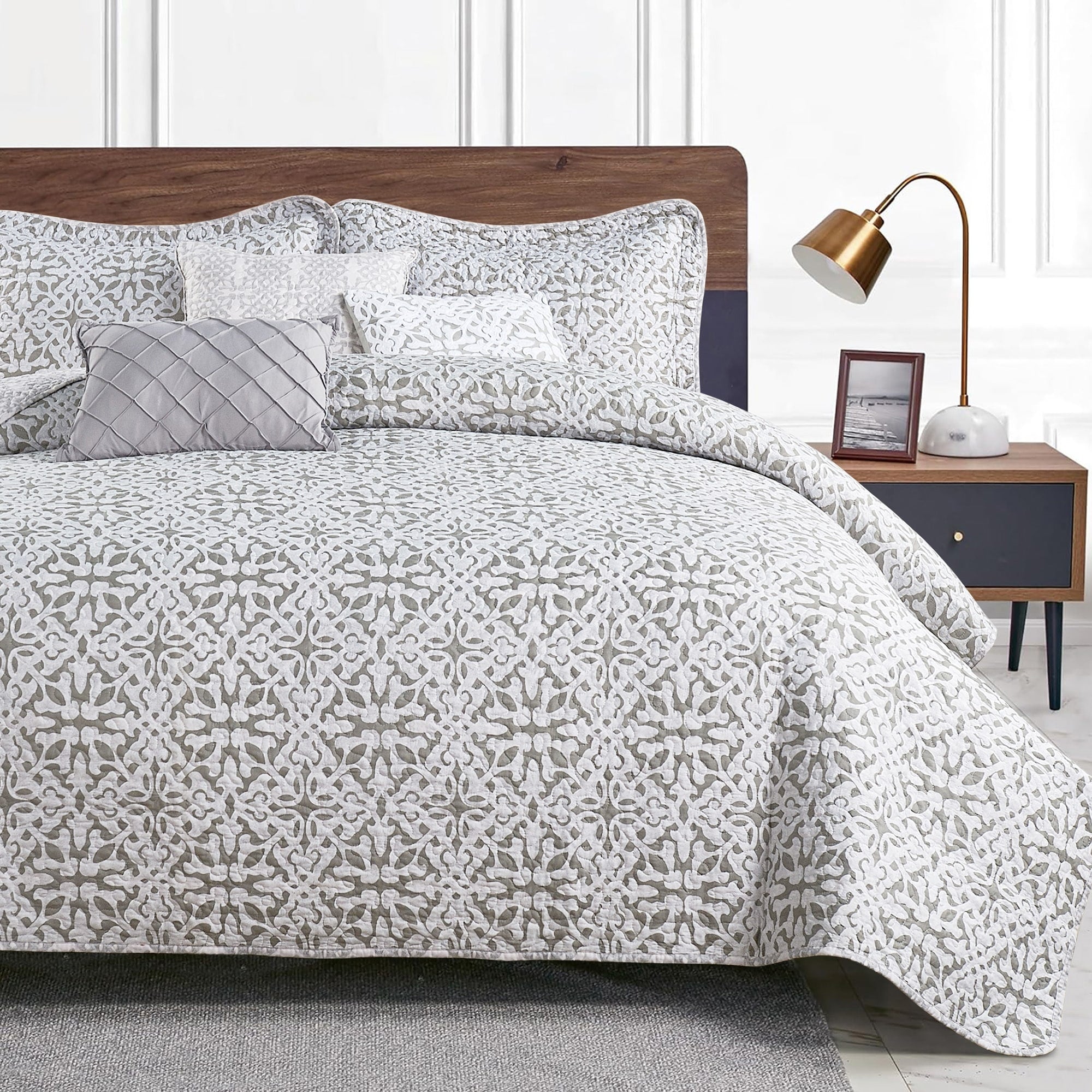 Serenta 6 Piece Bellamy Printed Microfiber Quilts Coverlet Set