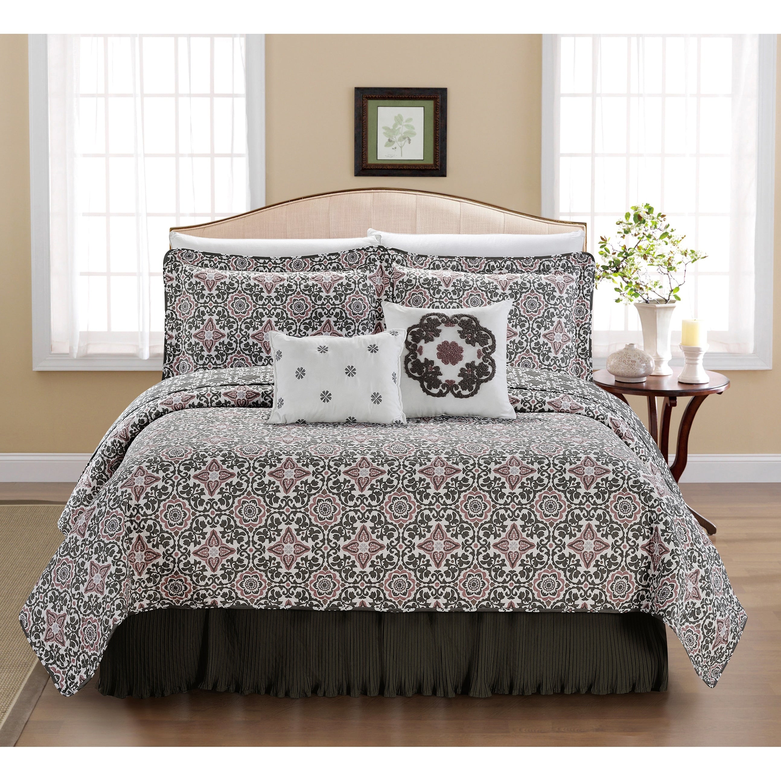 Serenta 6 Piece Coventry Printed Microfiber Quilts Coverlet Set