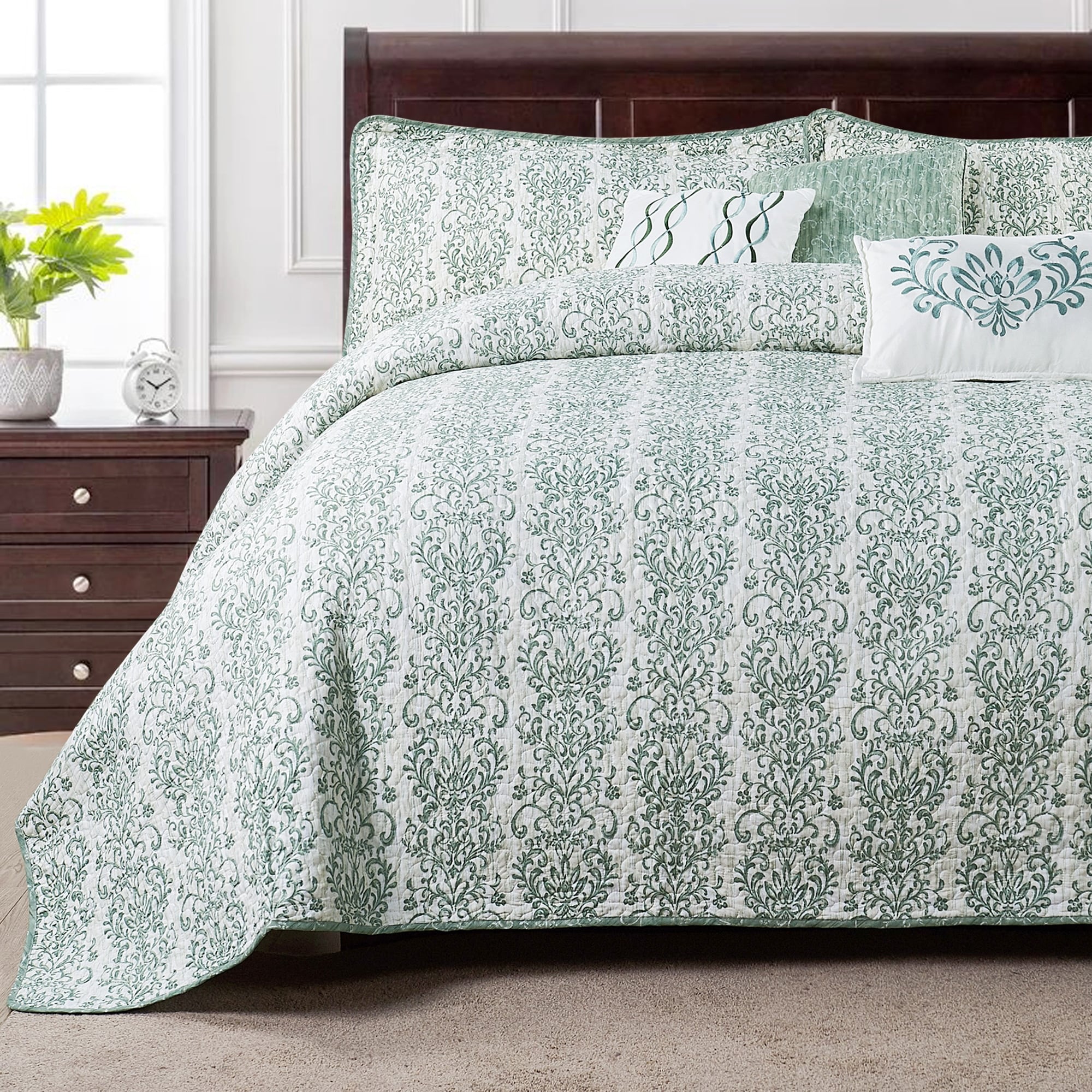 Serenta 6 Piece Mayfair Printed Microfiber Quilts Coverlet Set