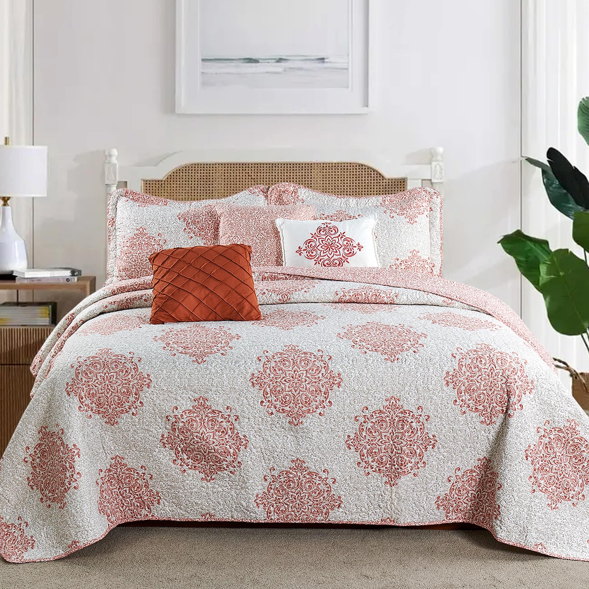Serenta 6 Piece Chelsea Printed Microfiber Quilts Coverlet Set
