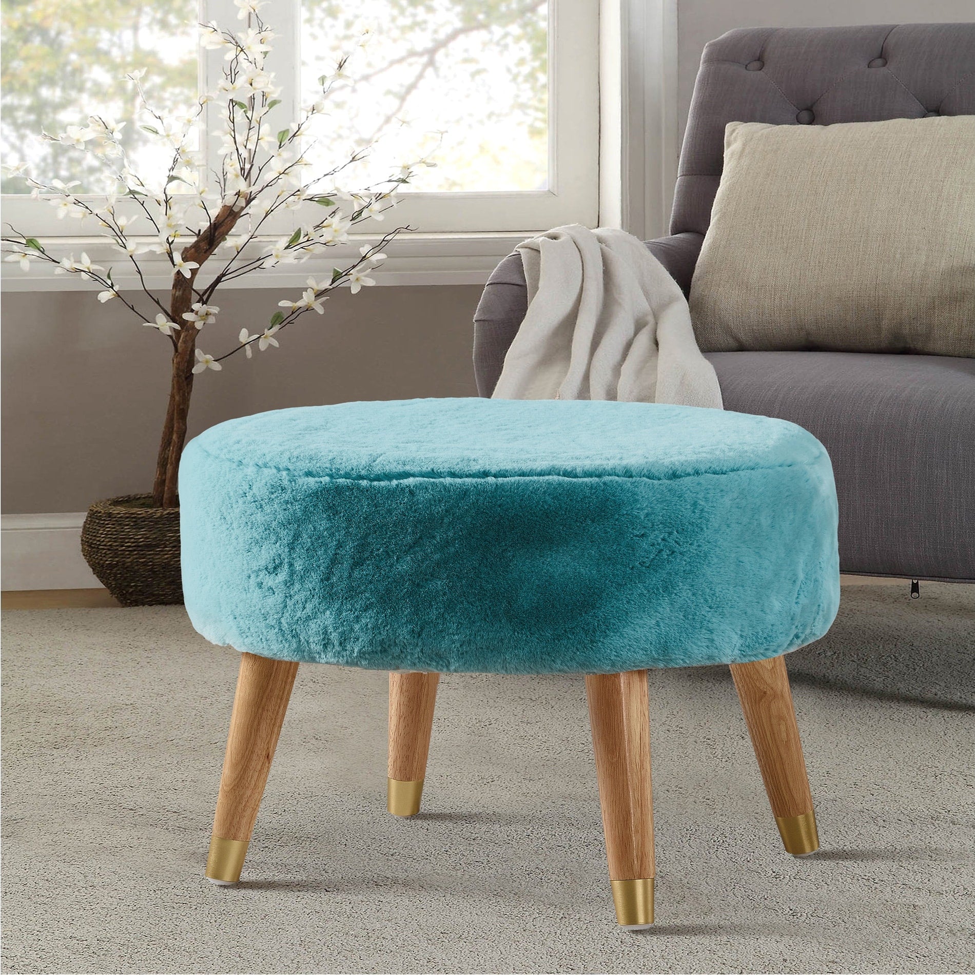 Serenta Heavy Fauxfur Oval Ottoman