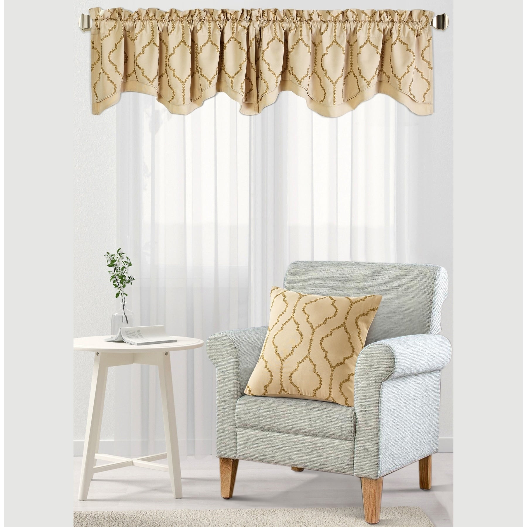Serenta Jasper Embroidery Window Valance Pillow Shell Set 56 X 19