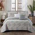 Porch Den Spratt Floral Trellis Pattern Microfiber 5 Piece Quilt Set