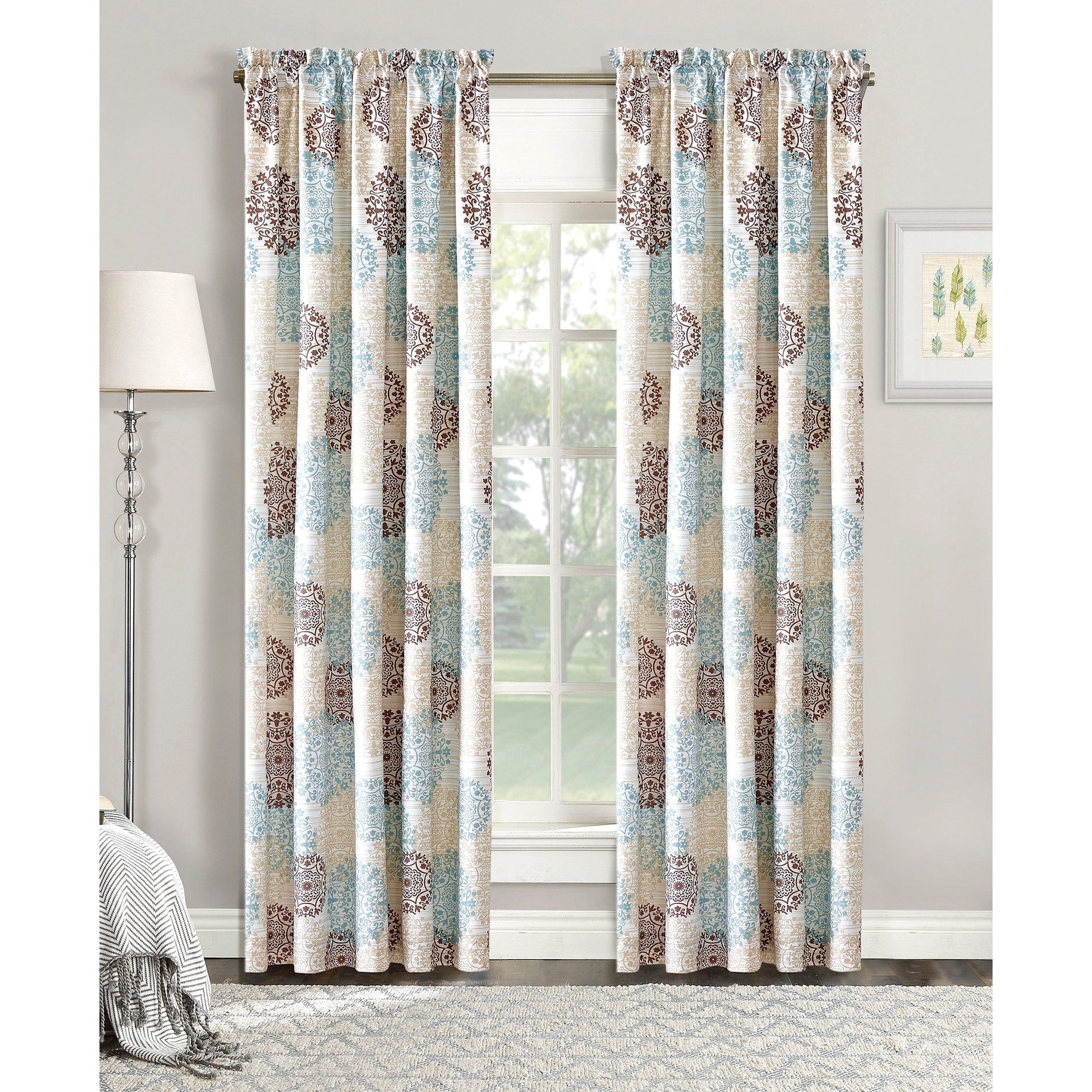 Serenta Marina Medallion Printed Curtain Panel Pair 60 X 84