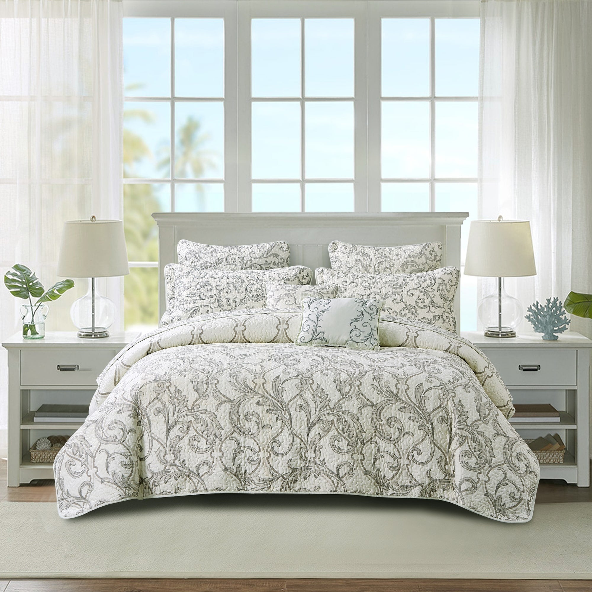 Serenta Marisol Printed Microfiber 7 Piece Bedspread Quilt Coverlet Set