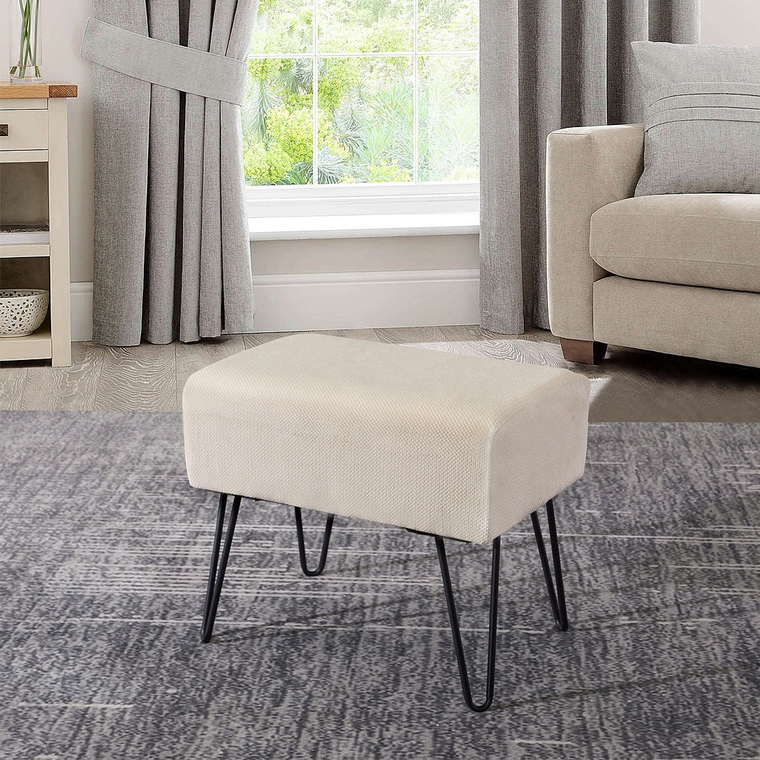 Serenta Milliken Plush Ottoman 19 X 13 X 17 H