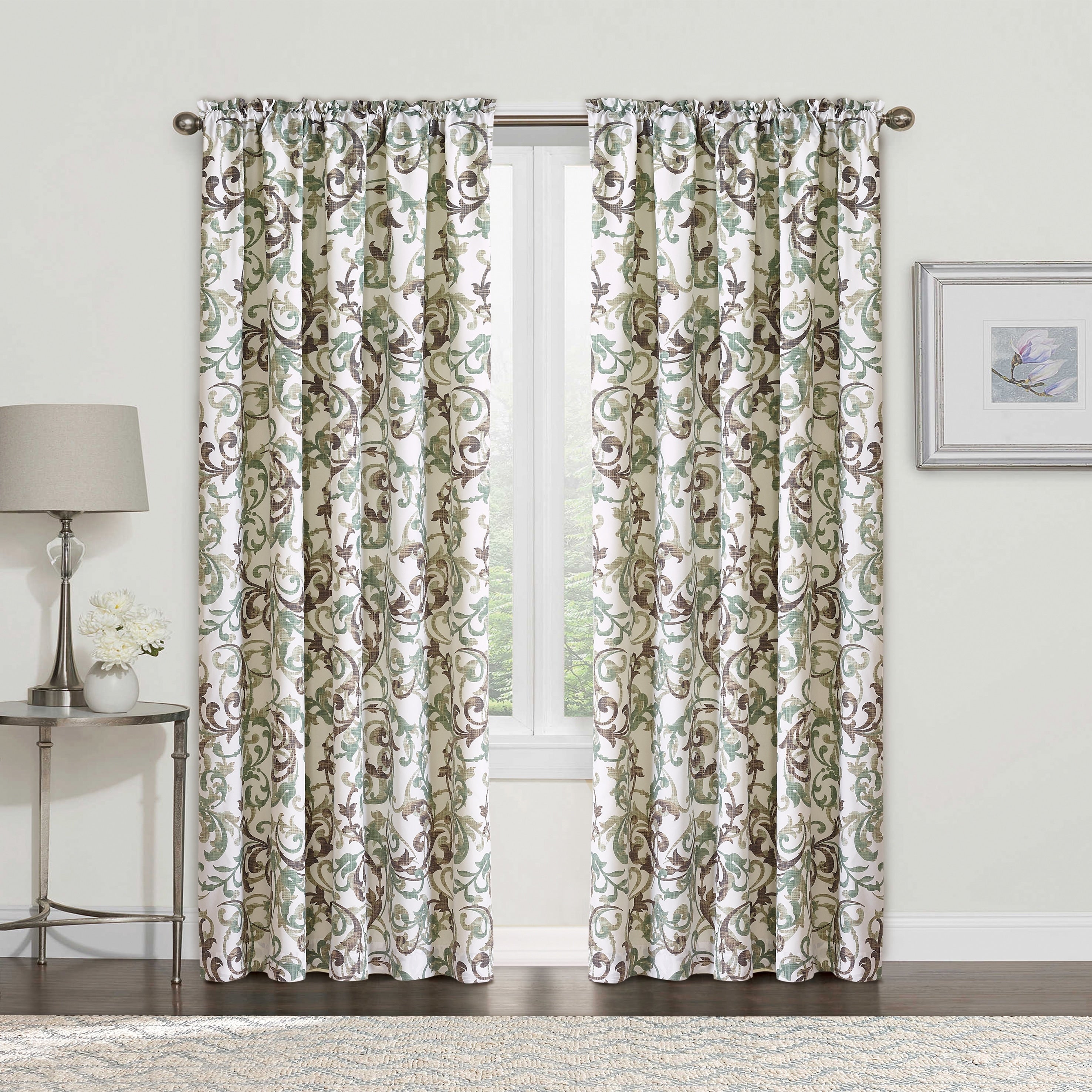 Serenta Ravello Scroll Printed 2 Piece Curtain Set 60 X 84