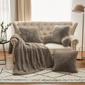 Serenta Solid Light Fauxfur Throw Pillow Shell Bedrest 4Pcs Set
