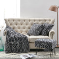 Serenta Tip Print Light Faux Fur Throw Pillow Shell Ottoman 4 Pc Set