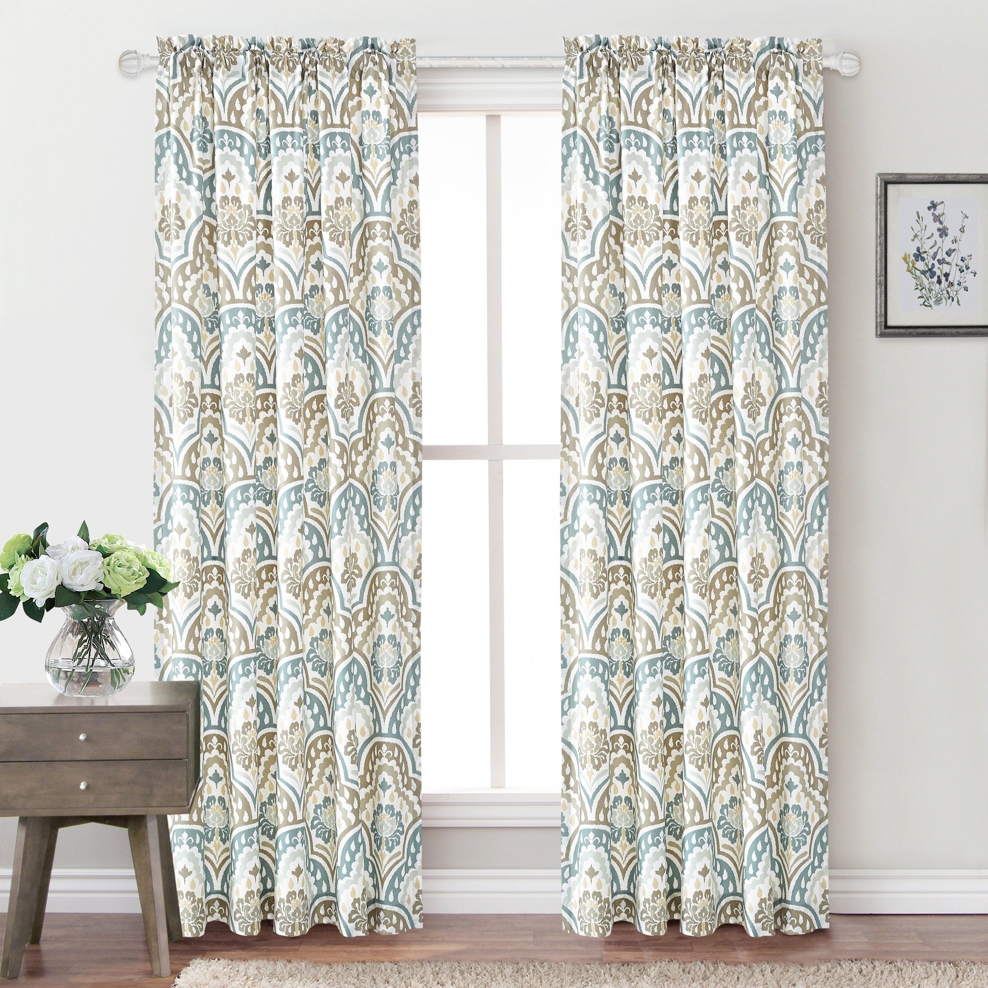 Serenta Tivoli Ikat Microfiber Curtain Set 2 Piece Set