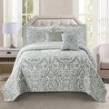 Serenta Visionary Gray Printed Microfiber 5 Piece Quilts Set