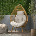 Serina Outdoor Wicker Teardrop Chair With Cushion By Christopher Knight Home