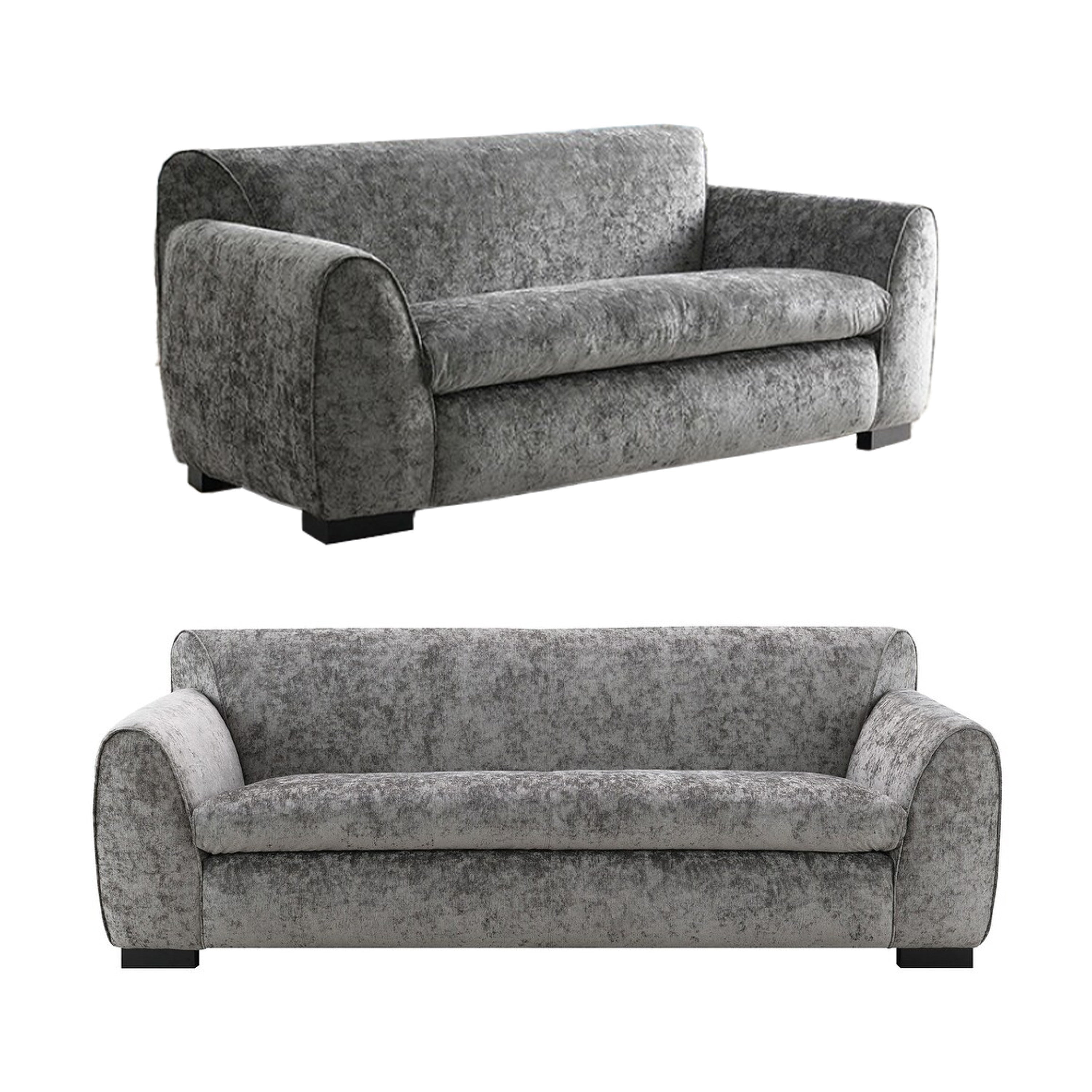 Sero 2Pc Sofa And Loveseat Set Bench Style Seat Dark Gray Velvet