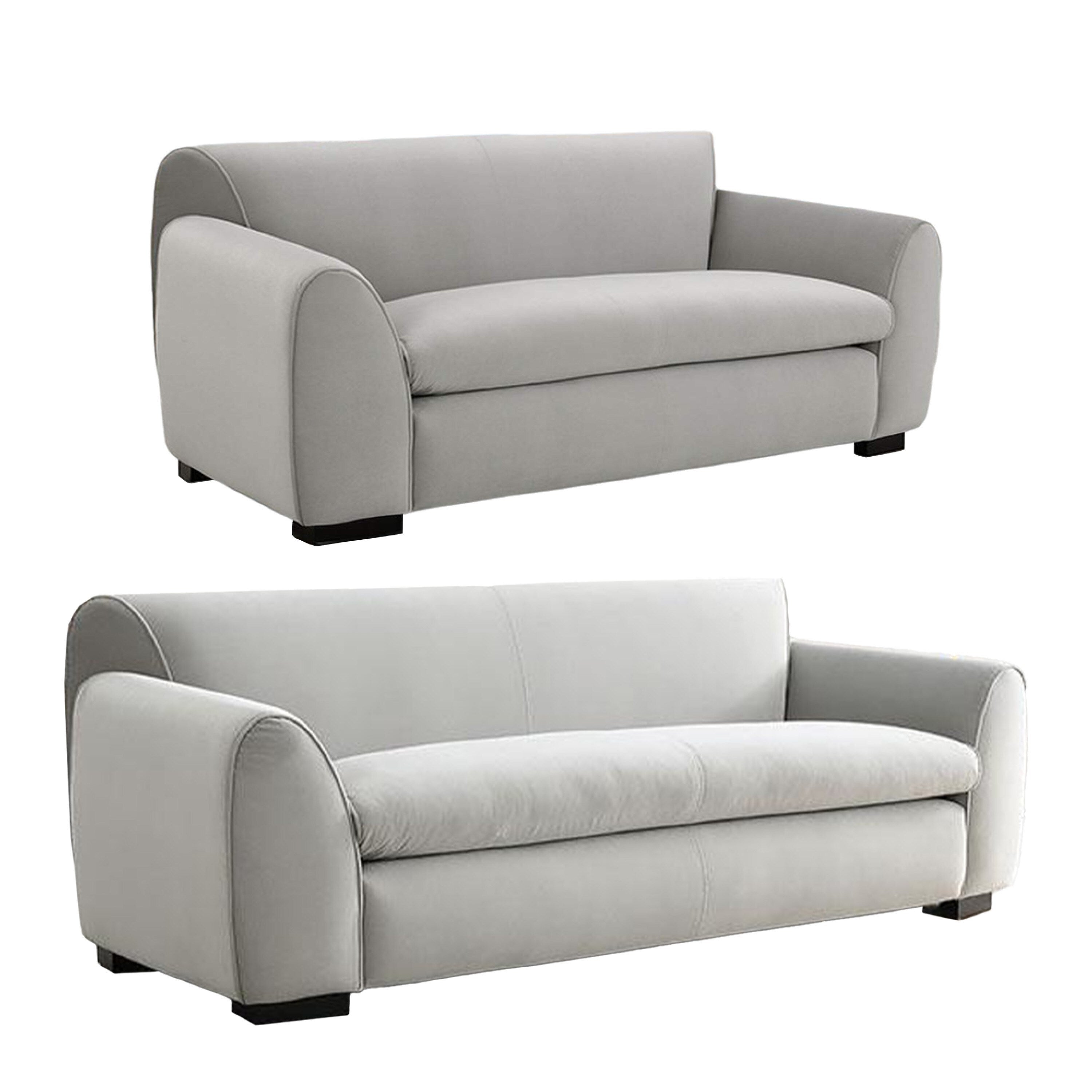 Sero 2Pc Sofa And Loveseat Set Bench Style Seat Light Gray Velvet
