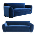 Sero 2Pc Sofa And Loveseat Set Bench Style Seat Royal Blue Velvet