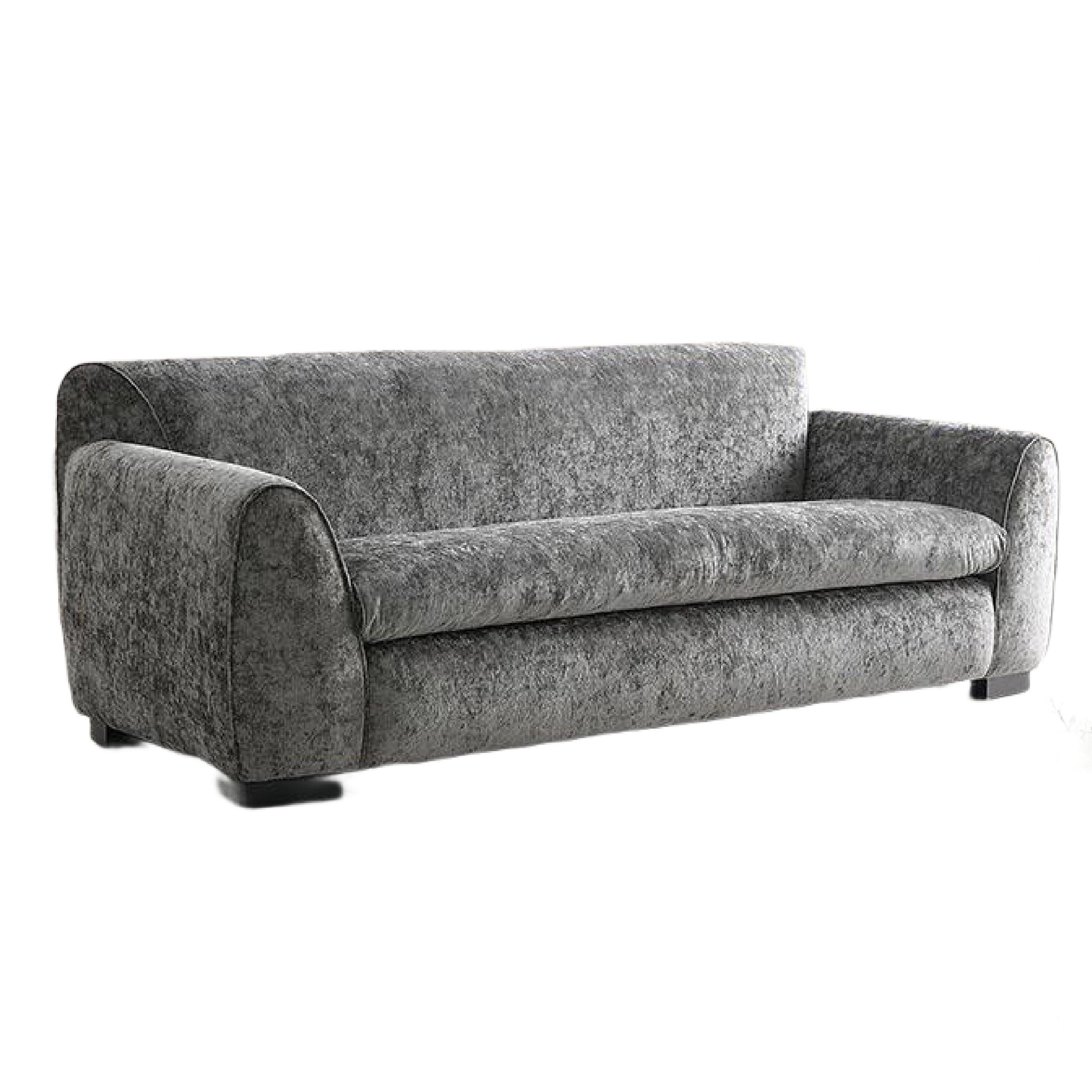 Sero Sofa Padded Bench Style Seat Modern Dark Gray Velvet 89 Inch