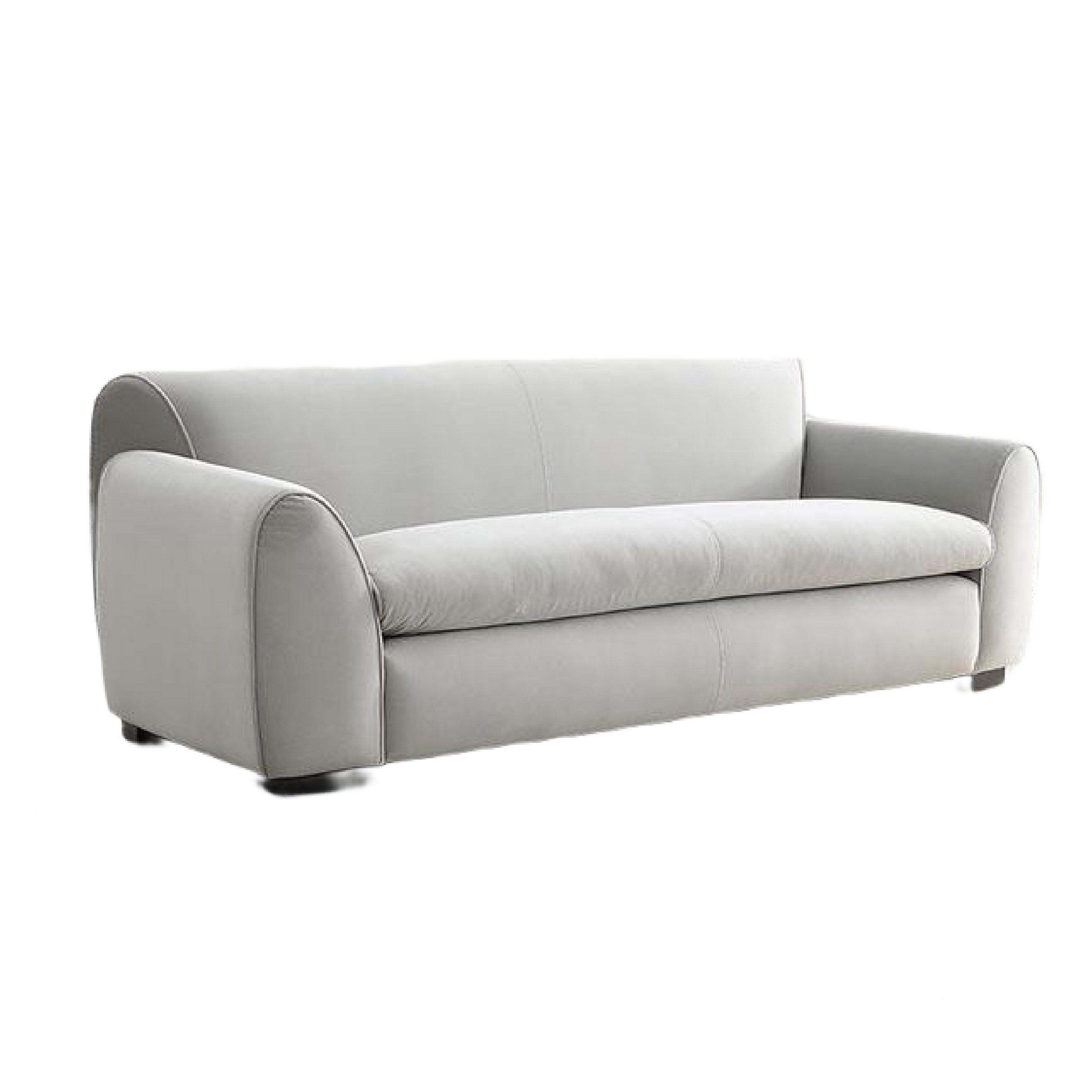 Sero Sofa Padded Bench Style Seat Modern Light Gray Velvet 89 Inch