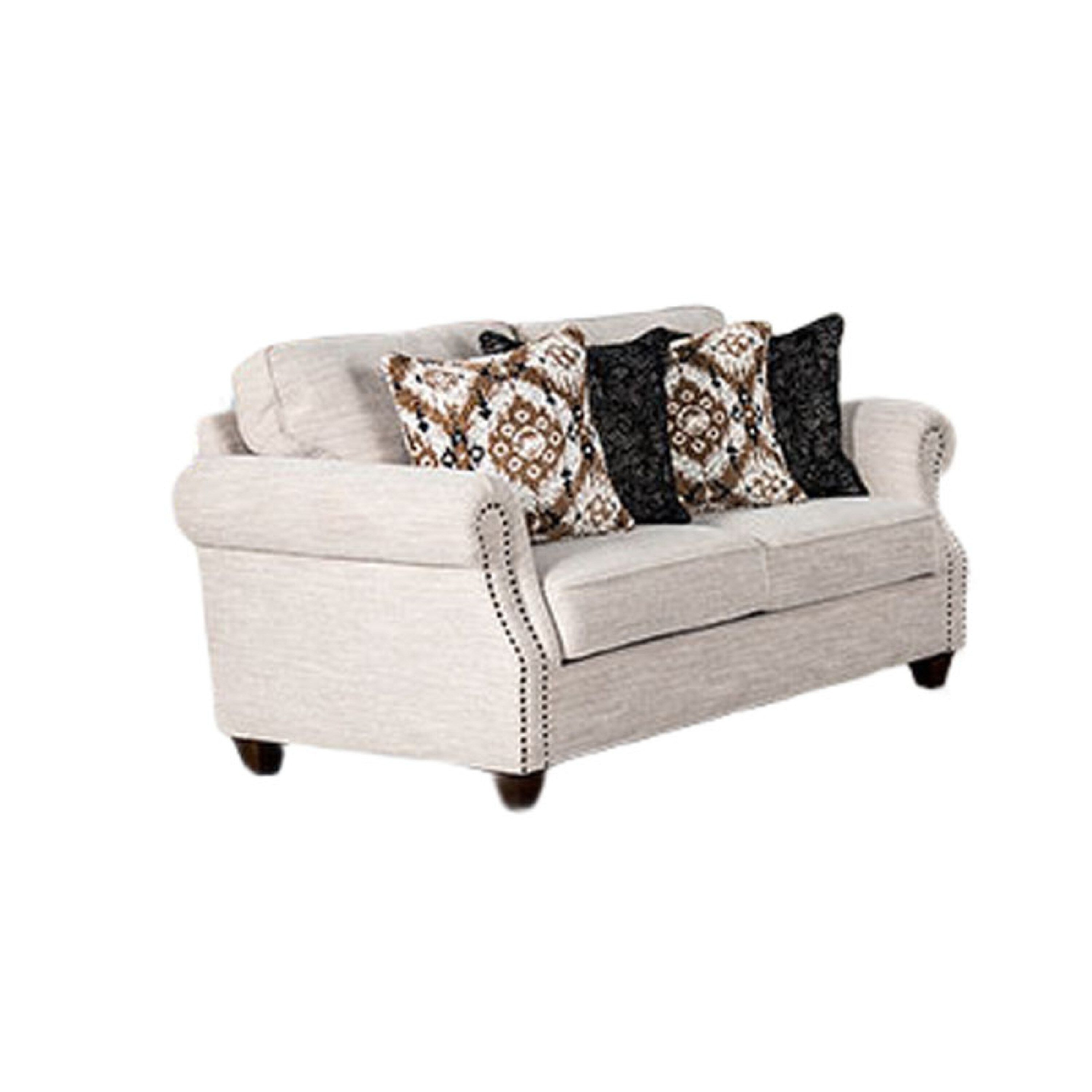 Serra Loveseat 4 Accent Throw Pillows Light Greige Polyester 67 Inch