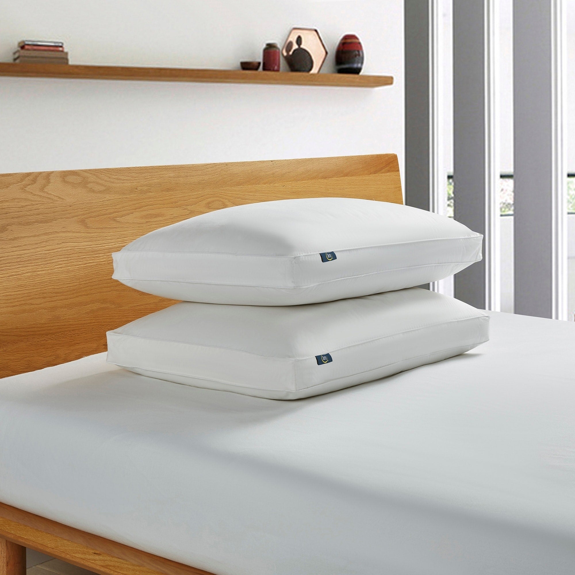 Serta 233 Thread Count White Goose Feather And Down Fiber Pillow Set Of 2