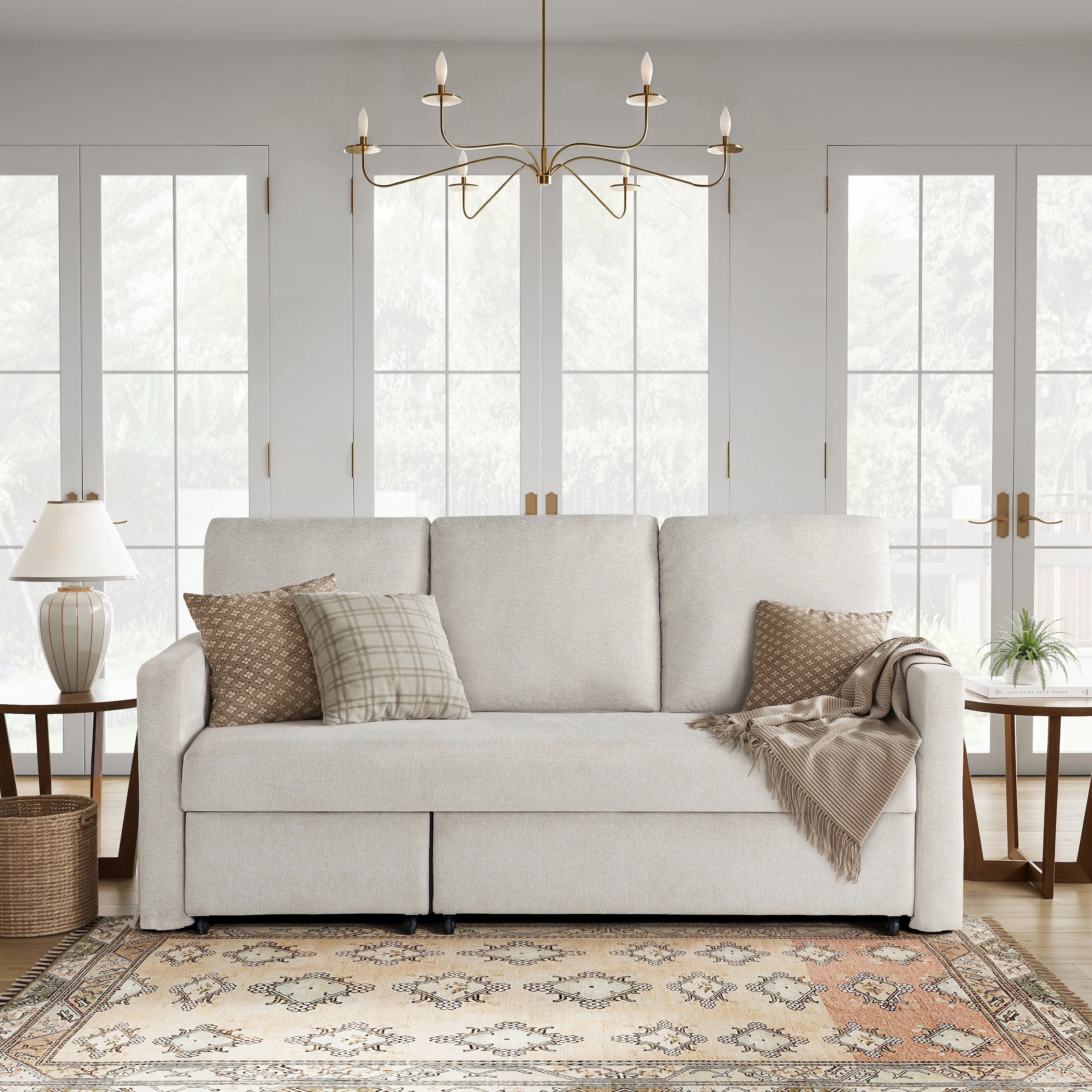 Serta Mia Convertible Sofa In Woven Polyester Fabric