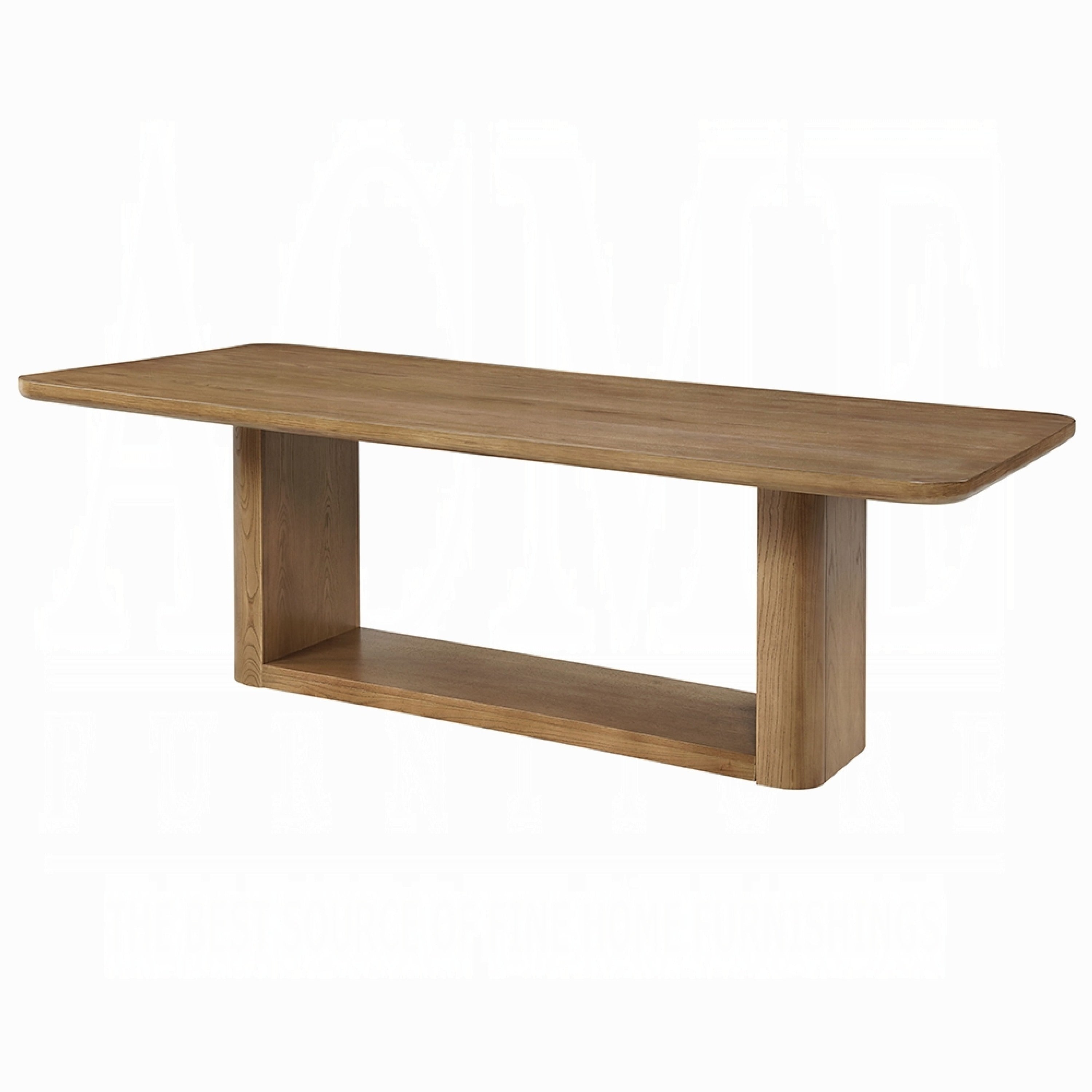 Sery Dining Table 95 Inch Rectangular Top Dual Pedestal Base Brown