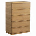 Sery Tall Dresser Chest 5 Drawers Minimalist Lip Handles Oak Brown Wood