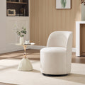 Set Of 1 Upholstered Barrel Chair Mid Century Modern Round Linen Dining Chair 360 Degree Swivel Side Chair For Dining Room
