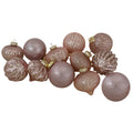 Set Of 12 Rose Gold 2 Finish Glass Christmas Ornaments 6 152Mm