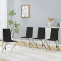 Set Of 4 Metal Framed Black Pu Dining Chairs Ergonomic Design A Simple And Luxurious Choice