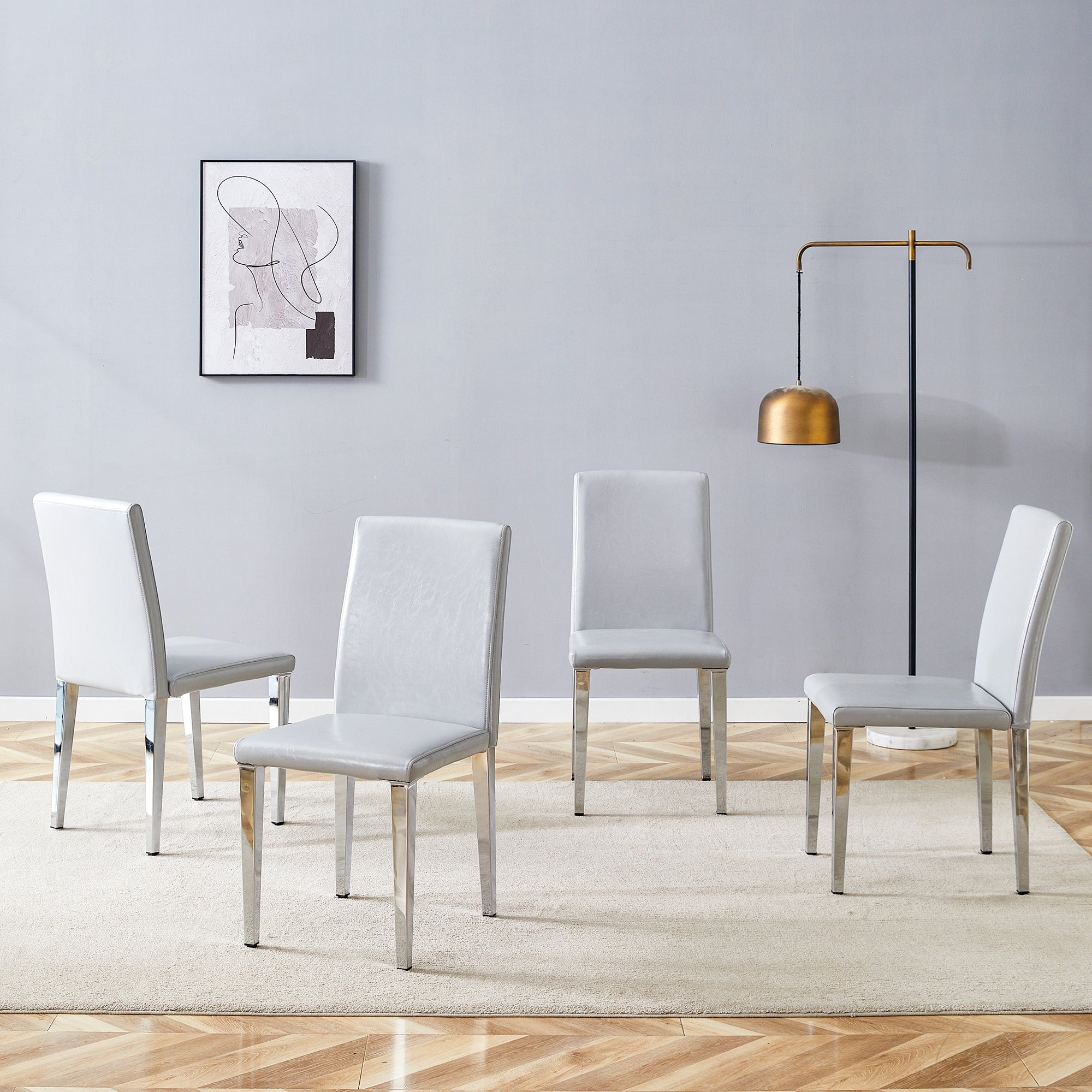 Set Of 4 Pu Dining Chairs Simple And Versatile Comfortable And Accompanied