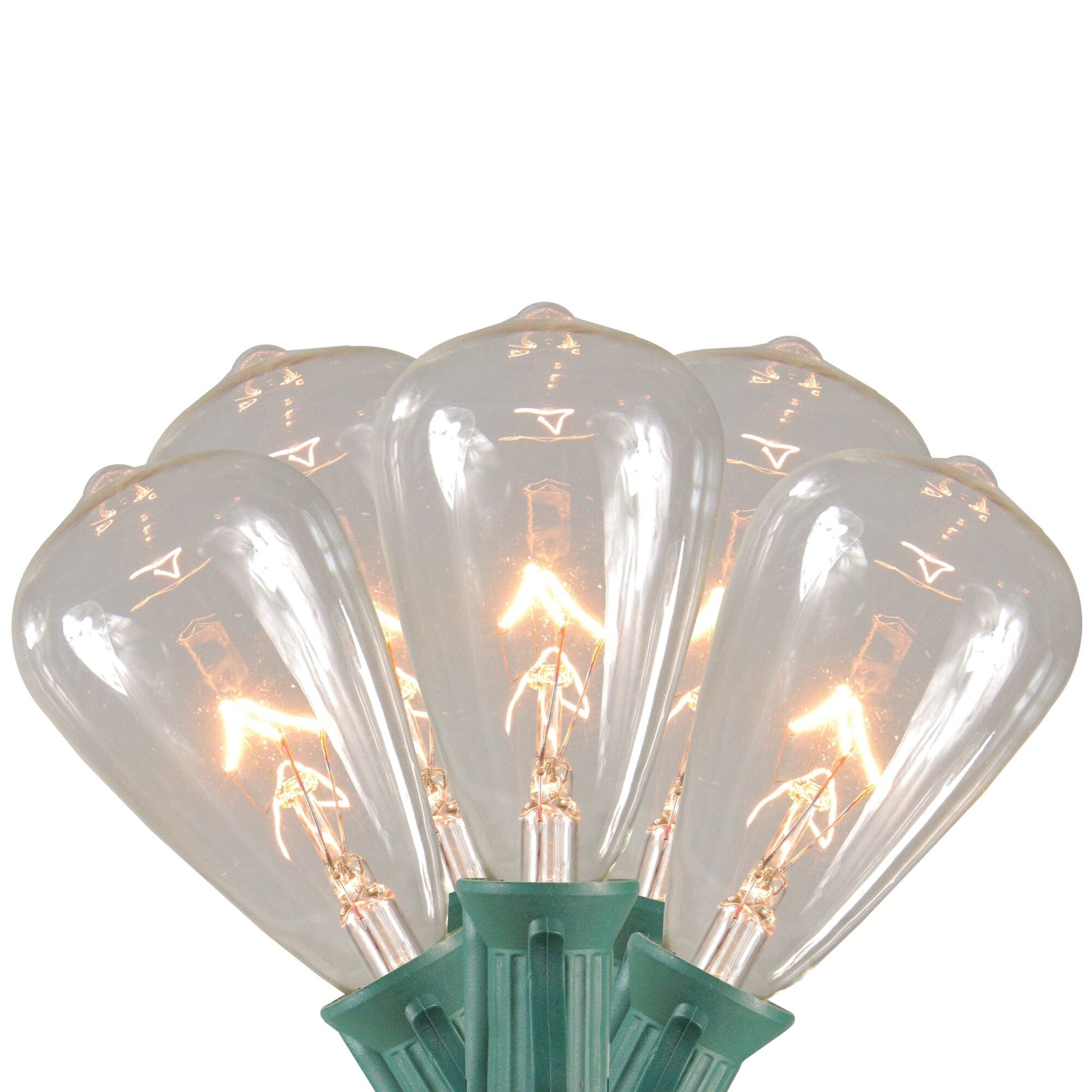 10 Clear Edison Style Glass Christmas Lights 9 Ft Green Wire