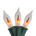 Set Of 10 Flickering Amber Flame C7 Halloween Lights 9 Ft Green Wire