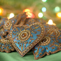 Set Of 10 Handmade Beaded Teal Joy Ornaments India