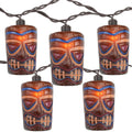 Set Of 10 Tropical Paradise Brown Tiki Garden Patio Lights Brown Wire