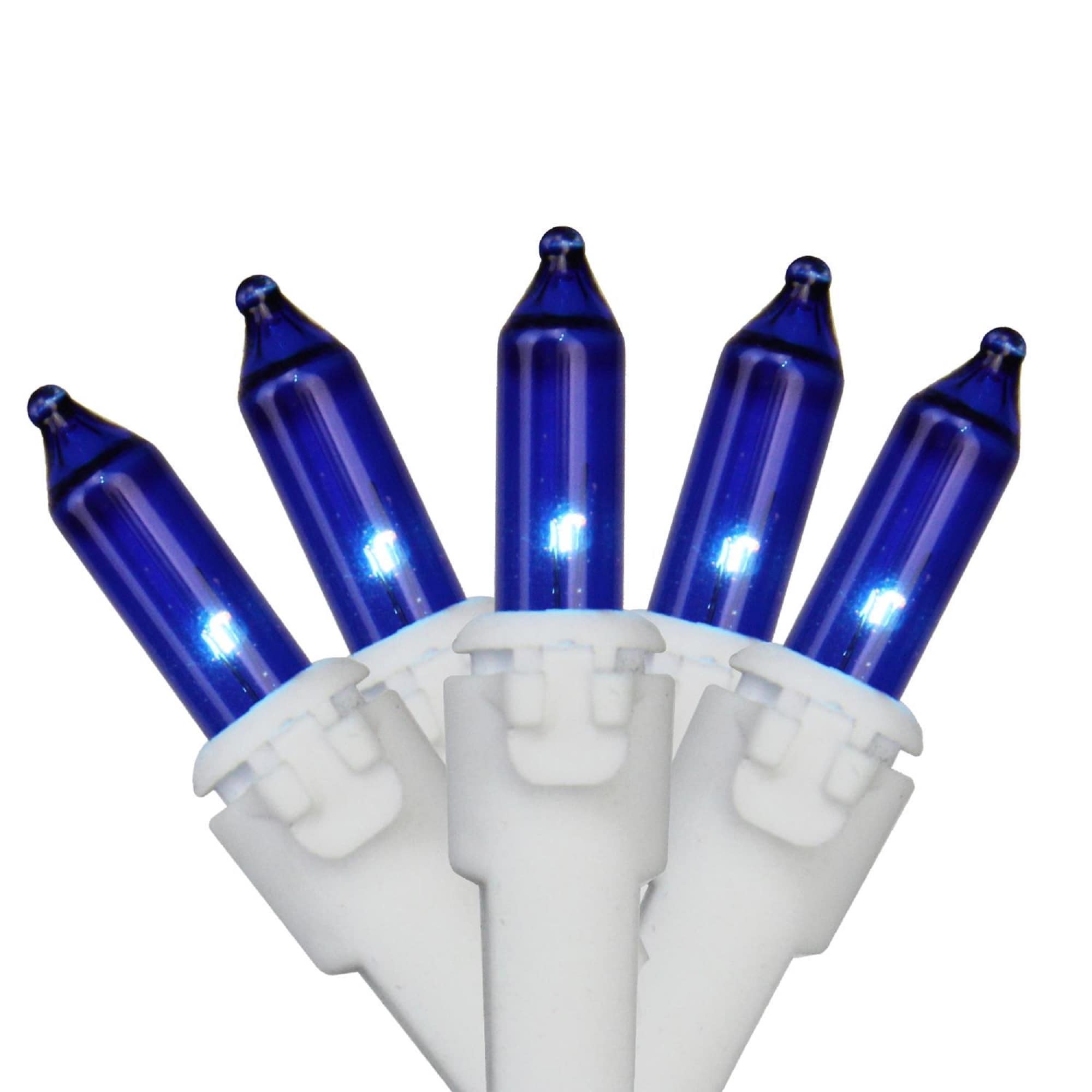 Set Of 100 Blue Mini Christmas Lights 2.5 Spacing White Wire