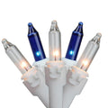 Set Of 100 Blue Clear Mini Icicle Incandescent Christmas Lights 3 Spacing White Wire