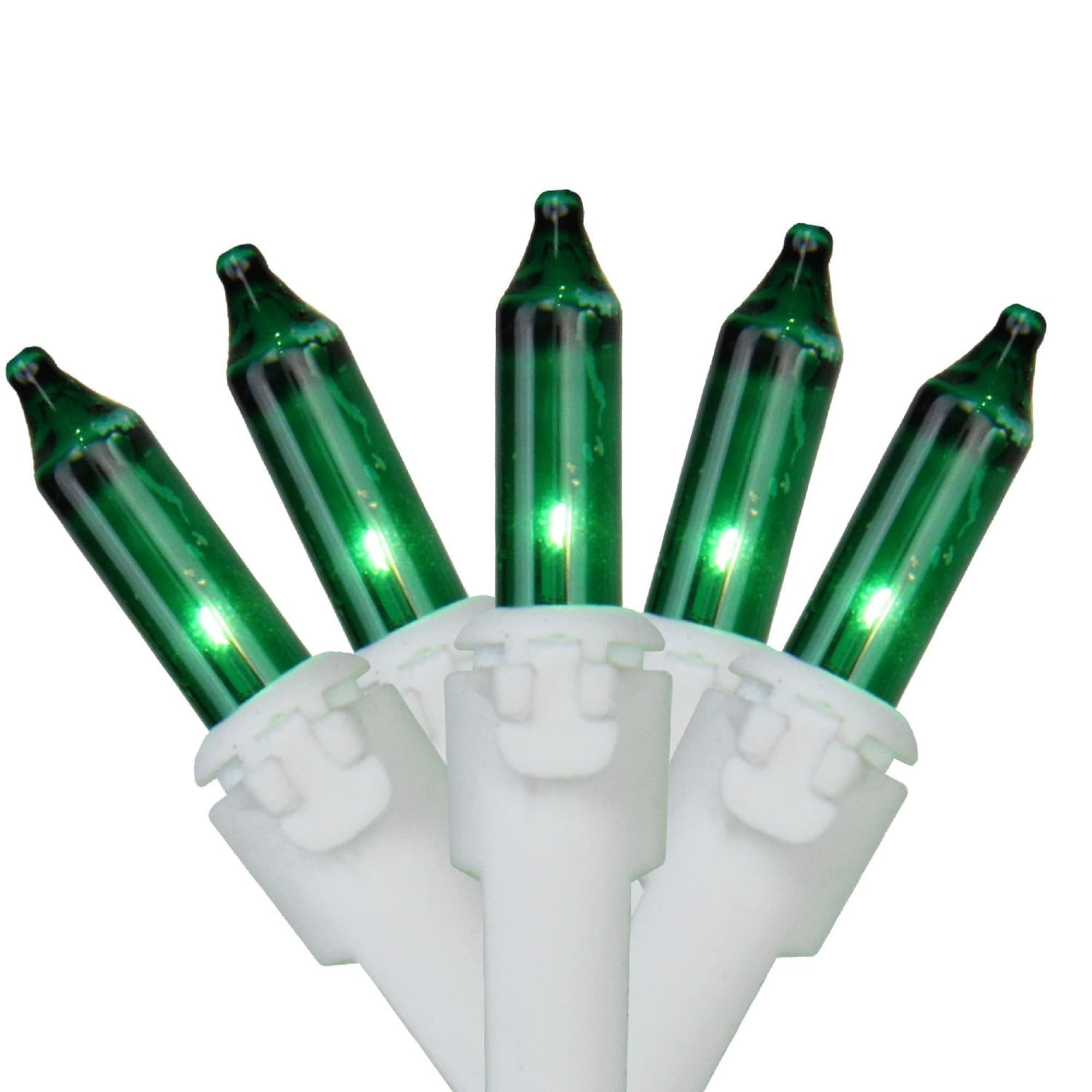 Set Of 100 Green Mini Christmas Lights 2.5 Spacing White Wire