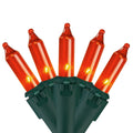 Set Of 100 Orange Mini Incandescent Christmas Lights 2.5 Spacing Green Wire