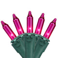 Set Of 100 Pink Mini Christmas Lights Green Wire