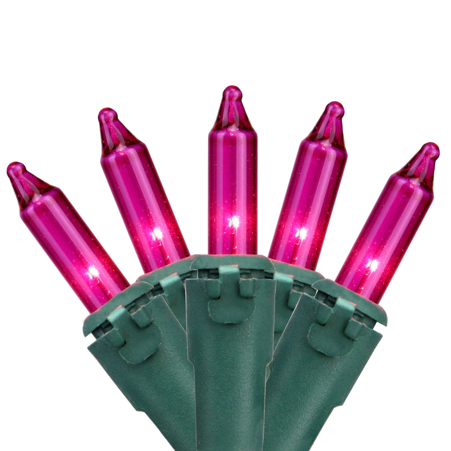 Set Of 100 Pink Mini Christmas Lights Green Wire
