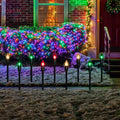 Set Of 15 Red Clear And Green C9 Christmas Pathway Marker Decorations 14 Ft Green Wire
