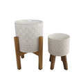 Set Of 2 10 8 Illuminati Ceramic Planter On Wood Stand Ivory