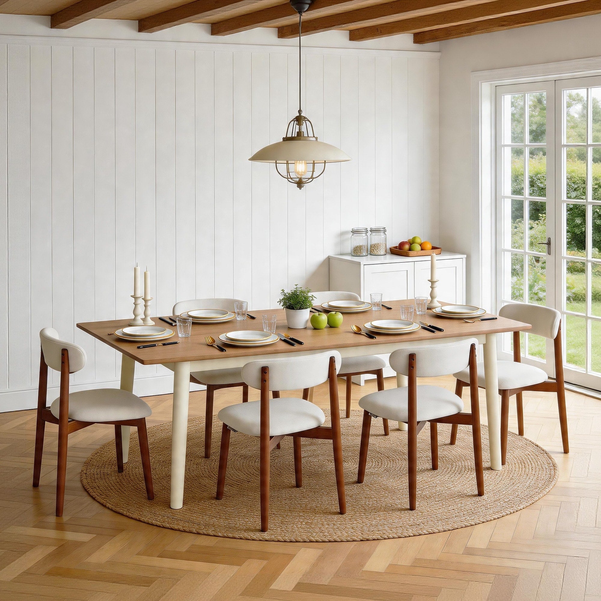 Set Of 2 4 6 8 Linen Upholstered Solid Wooden Dining Chairs For Kitchen